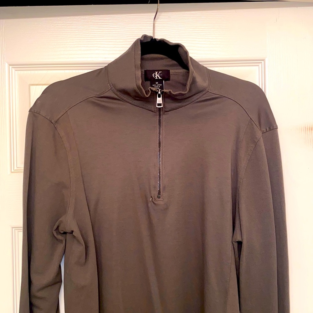 Calvin Klein Dark green Zip-up long sleeve shirt.